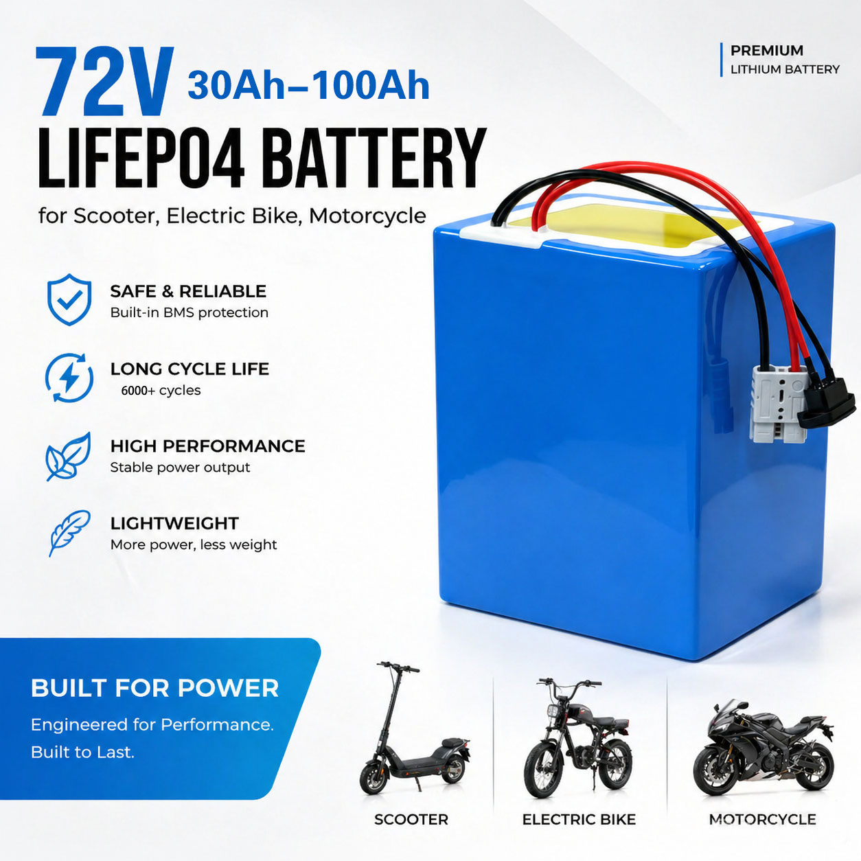 72V 60Ah Lifepo4 Battery Pack - Batteria al Litio LiFePO4 72V 50Ah